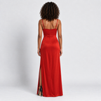 Backless Maxi Dress Women's V-Neck Side Slit Wedding Guest