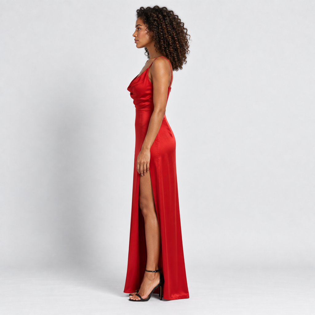 Backless Maxi Dress Women's V-Neck Side Slit Wedding Guest
