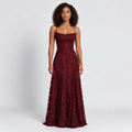 Lace Maxi Dress Women's Backless Lace-Up A-Line Sleeveless