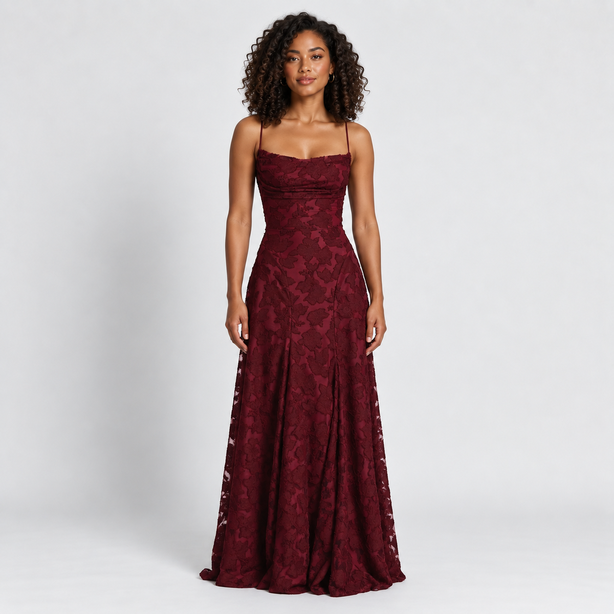 Lace Maxi Dress Women's Backless Lace-Up A-Line Sleeveless