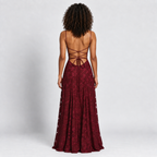 Lace Maxi Dress Women's Backless Lace-Up A-Line Sleeveless