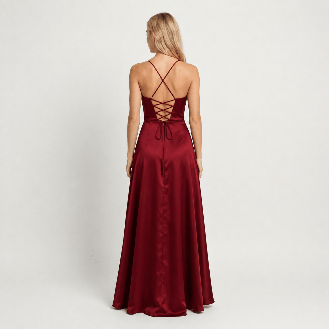 Women's Wedding Guest Prom Dress Satin Cowl-Neck Maxi