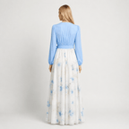 Women's Wedding Guest Floral Maxi Dress V-Neck Long Sleeve