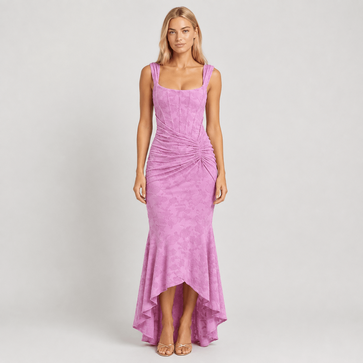 Women's Floral Maxi Dress Round Neck Casual