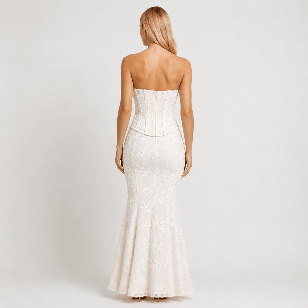 Women's Wedding Guest Mermaid Dress Corset Floral Lace