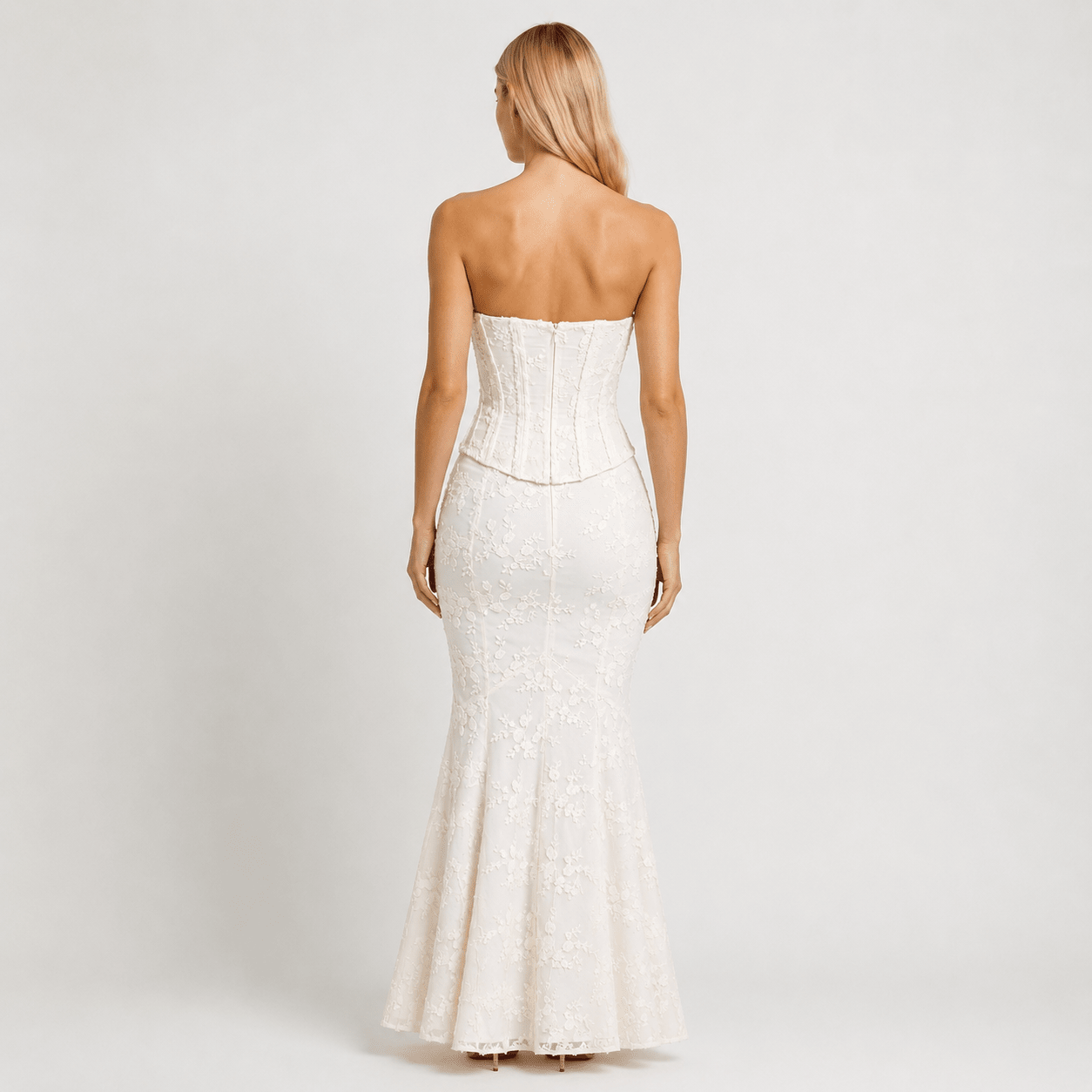 Women's Wedding Guest Mermaid Dress Corset Floral Lace