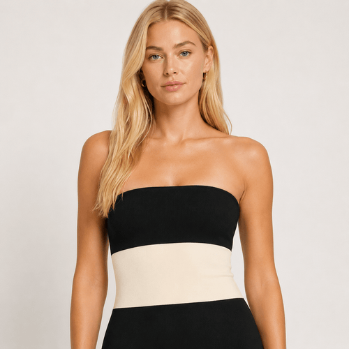 Women's Bandeau Bodycon Maxi Dress Striped Evening
