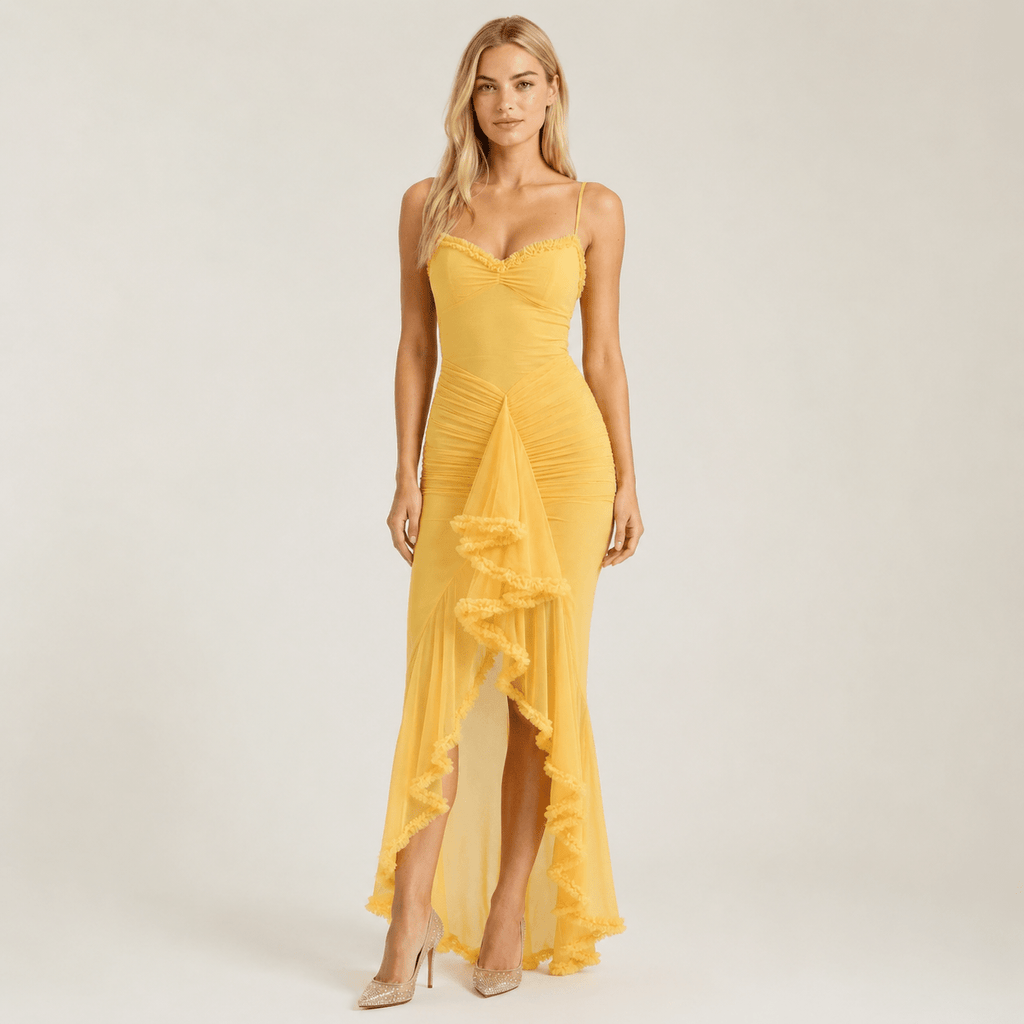 Women's Wedding Guest Dress Sweetheart Neck Ruffle Asymmetric Hem