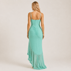 Women's Wedding Guest Dress Sweetheart Neck Ruffle Asymmetric Hem