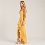 Women's Wedding Guest Dress Sweetheart Neck Ruffle Asymmetric Hem
