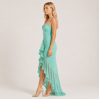 Women's Wedding Guest Dress Sweetheart Neck Ruffle Asymmetric Hem